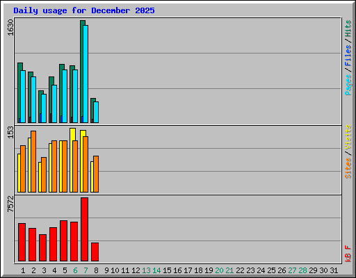 Daily usage for December 2025
